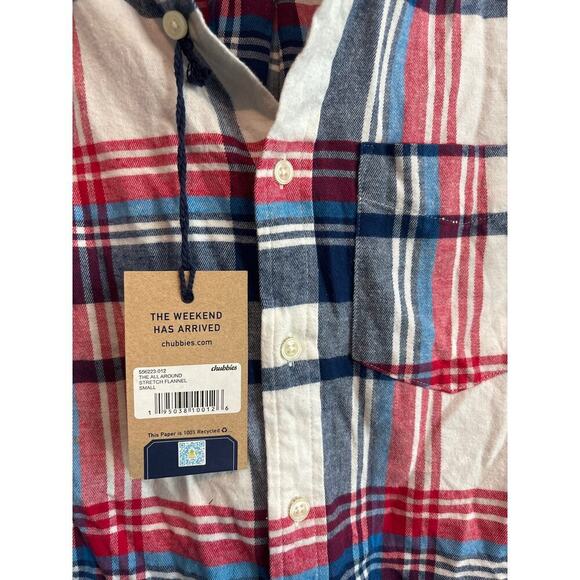 NWT Chubbies Stretch Plaid Flannel Long Sleeve Button Down Shirt Size Small - Picture 2 of 5
